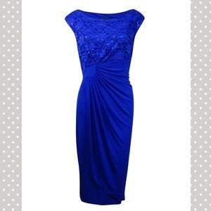 Connected Apparel Lace Overlay Dress